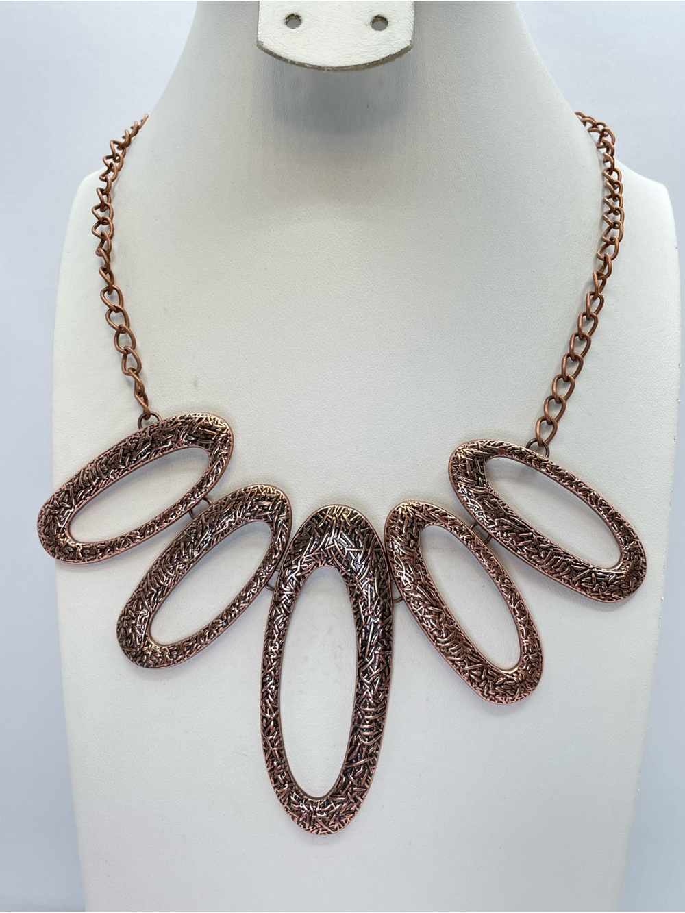 Copper Tone Geometric Statement Necklace Modern Boho Bib Necklace